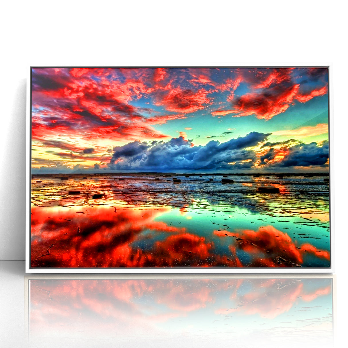 Colorful Abstract Landscapes - Dramatic Sunset Reflection Wall Art