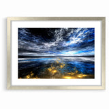 Abstract Landscape Art - Dramatic Sky and Shimmering Reflections Wall Art