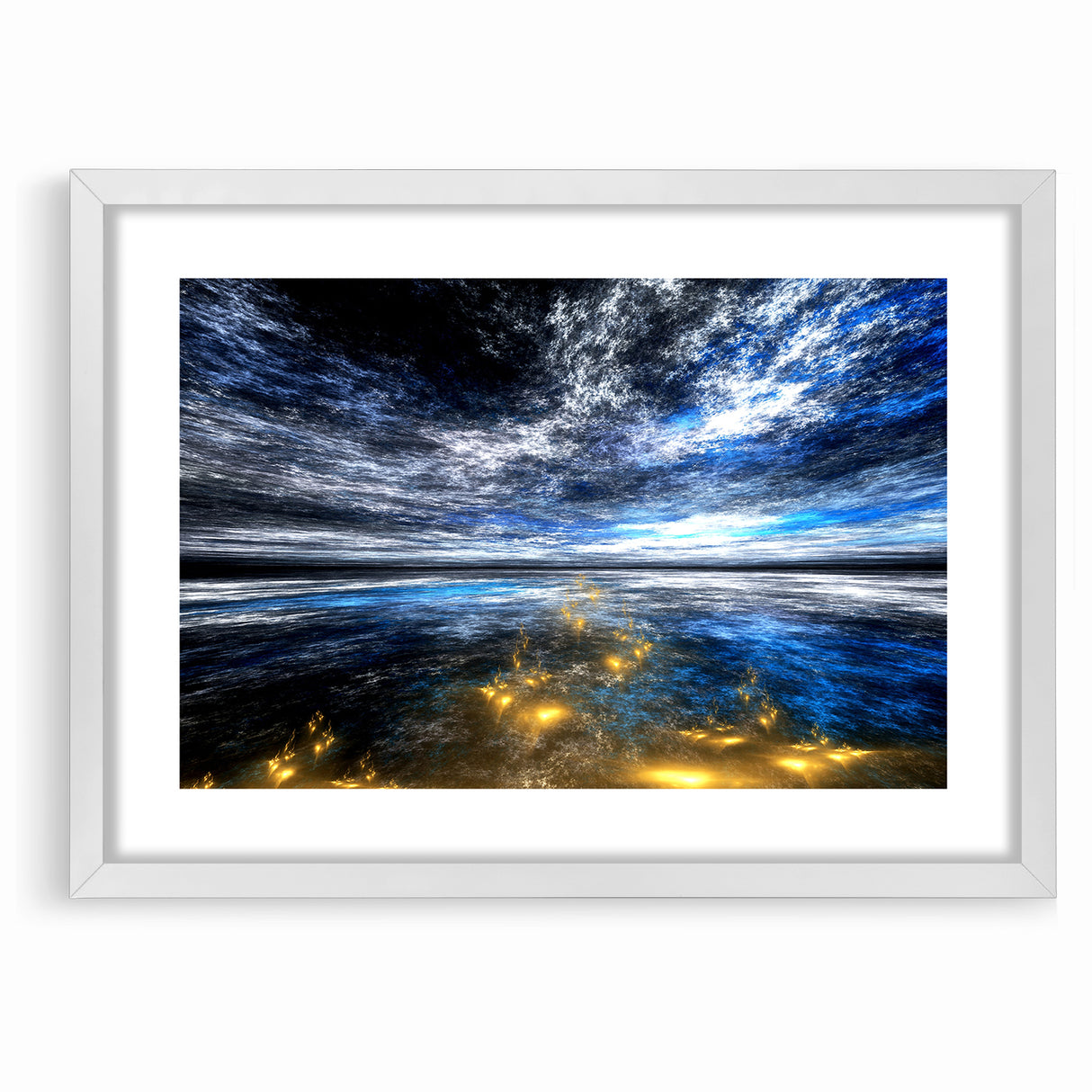 Abstract Landscape Art - Dramatic Sky and Shimmering Reflections Wall Art