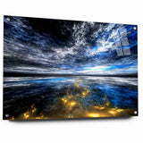 Abstract Landscape Art - Dramatic Sky and Shimmering Reflections Wall Art