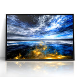 Abstract Landscape Art - Dramatic Sky and Shimmering Reflections Wall Art
