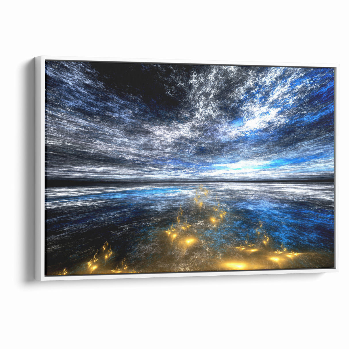 Abstract Landscape Art - Dramatic Sky and Shimmering Reflections Wall Art