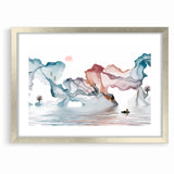 Abstract Landscape Art - Dramatic Sky and Shimmering Reflections Wall Art