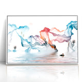 Abstract Landscape Art - Dramatic Sky and Shimmering Reflections Wall Art