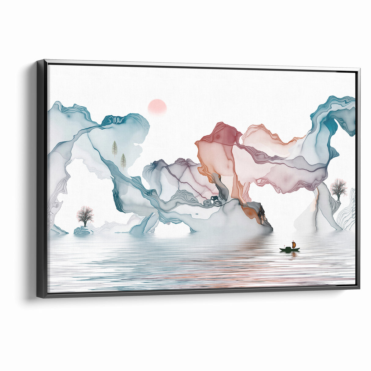 Abstract Landscape Art - Dramatic Sky and Shimmering Reflections Wall Art