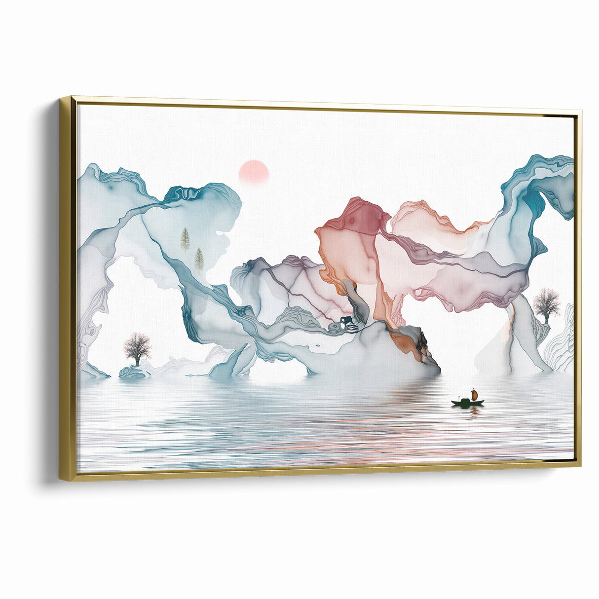 Abstract Landscape Art - Dramatic Sky and Shimmering Reflections Wall Art