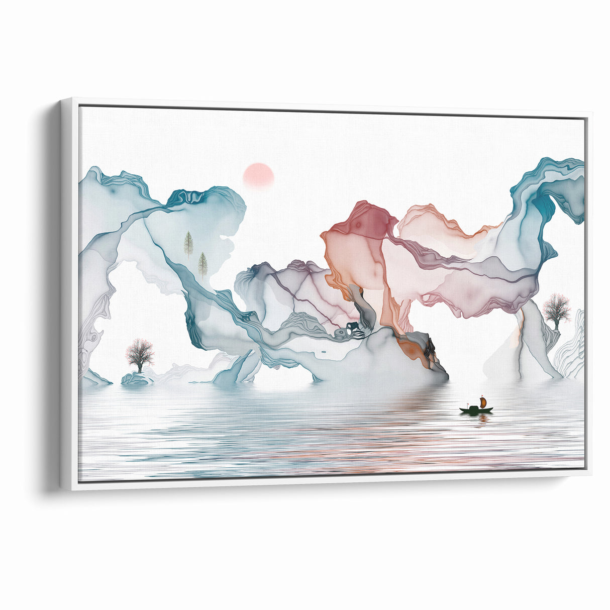 Abstract Landscape Art - Dramatic Sky and Shimmering Reflections Wall Art