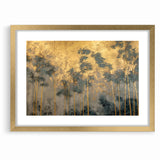 Modern Landscape Abstract Art - Golden Bamboo Forest Wall Decor