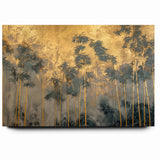 Modern Landscape Abstract Art - Golden Bamboo Forest Wall Decor
