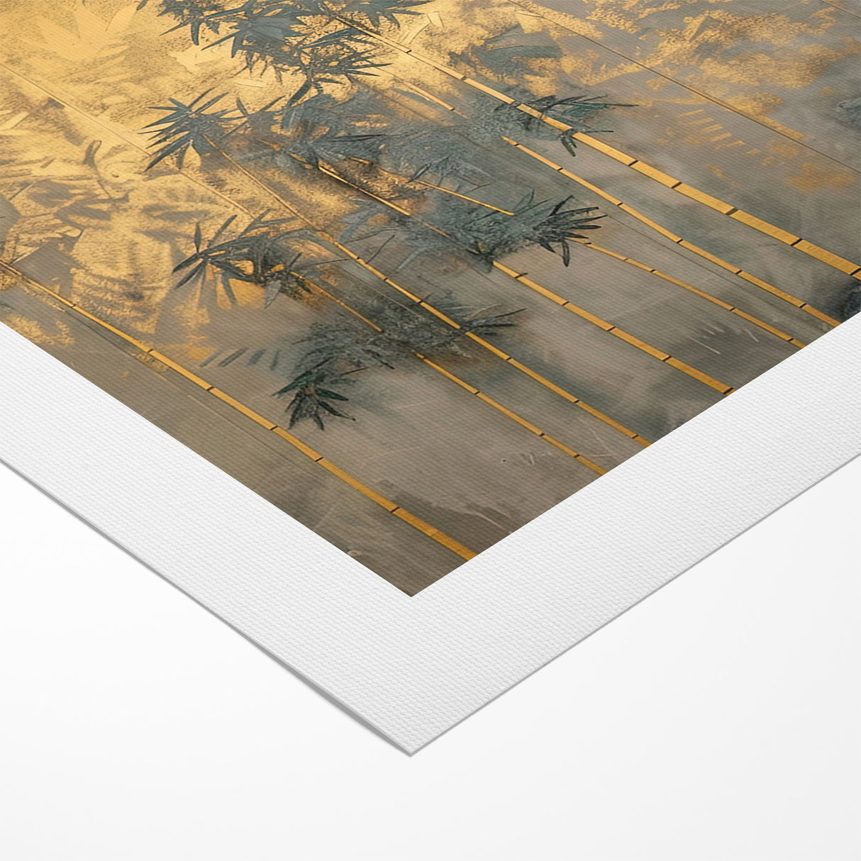 Modern Landscape Abstract Art - Golden Bamboo Forest Wall Decor
