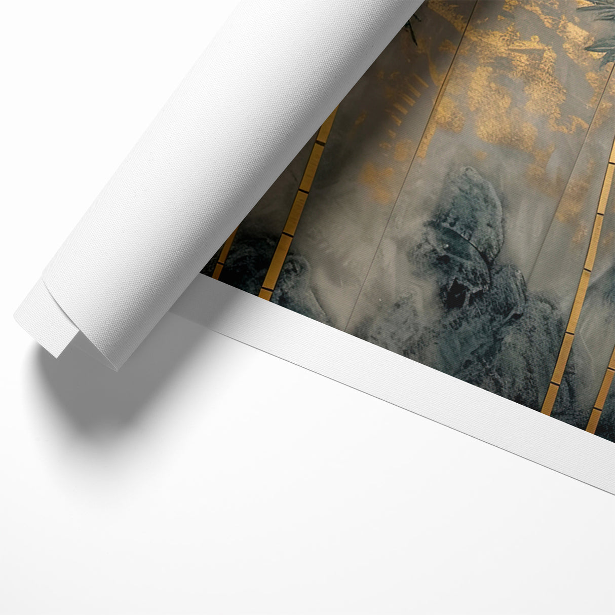 Modern Landscape Abstract Art - Golden Bamboo Forest Wall Decor