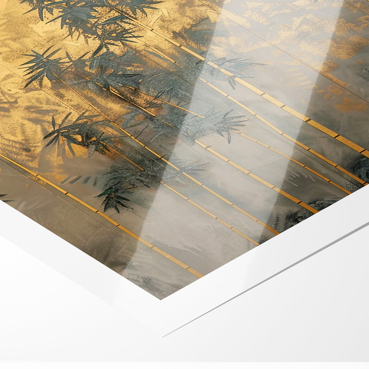 Modern Landscape Abstract Art - Golden Bamboo Forest Wall Decor
