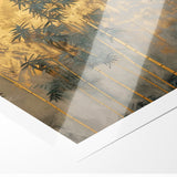 Modern Landscape Abstract Art - Golden Bamboo Forest Wall Decor