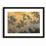 Modern Landscape Abstract Art - Golden Bamboo Forest Wall Decor