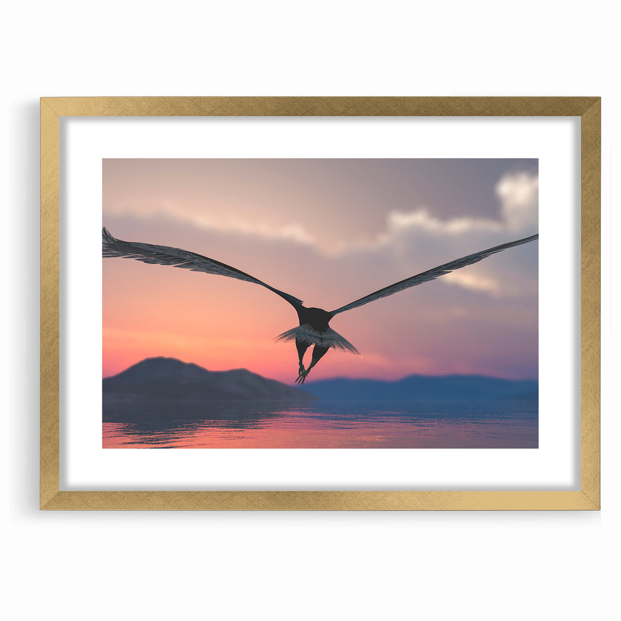 Graceful Birds of Prey Wall Art – Soaring Eagle at Sunset Canvas Print