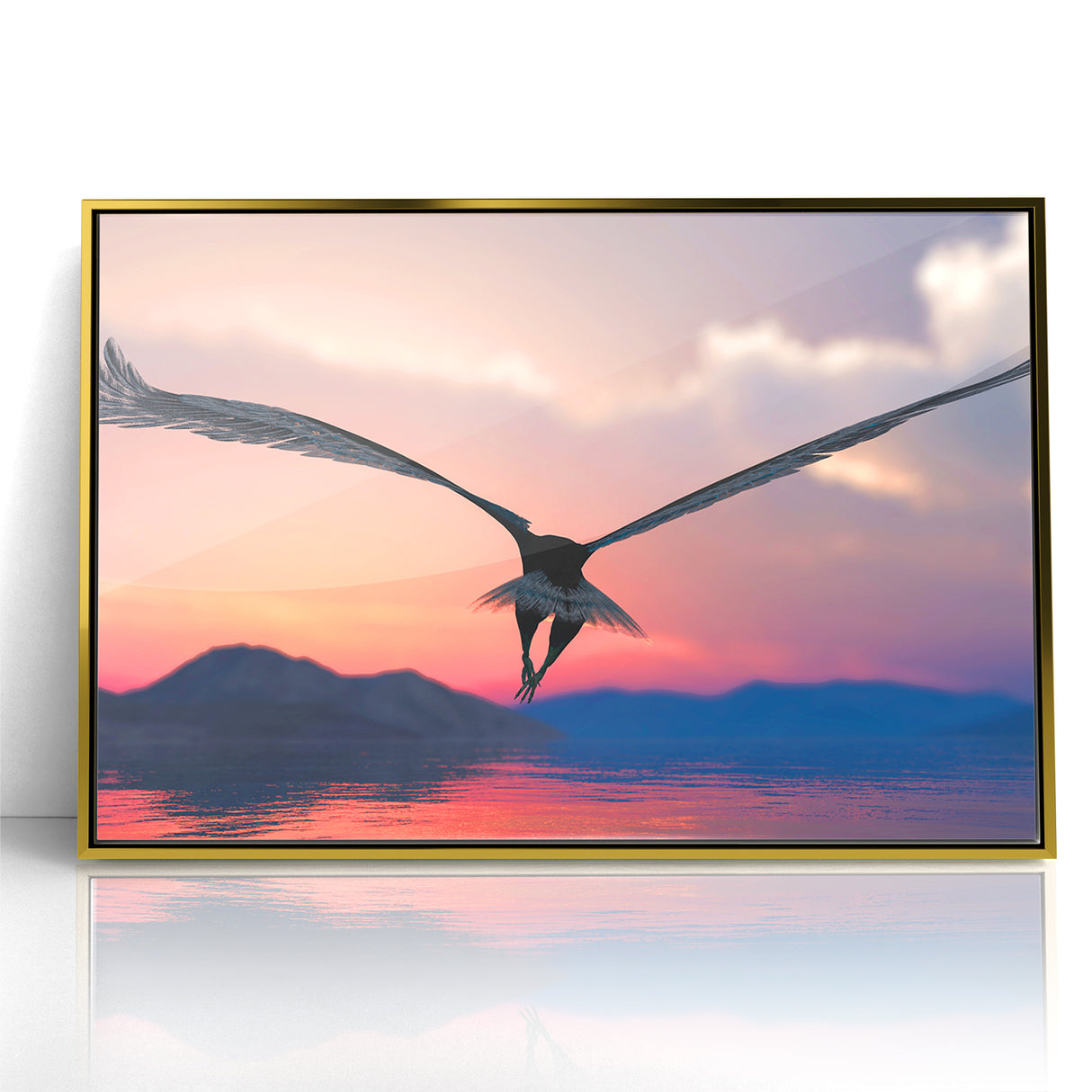 Graceful Birds of Prey Wall Art – Soaring Eagle at Sunset Canvas Print
