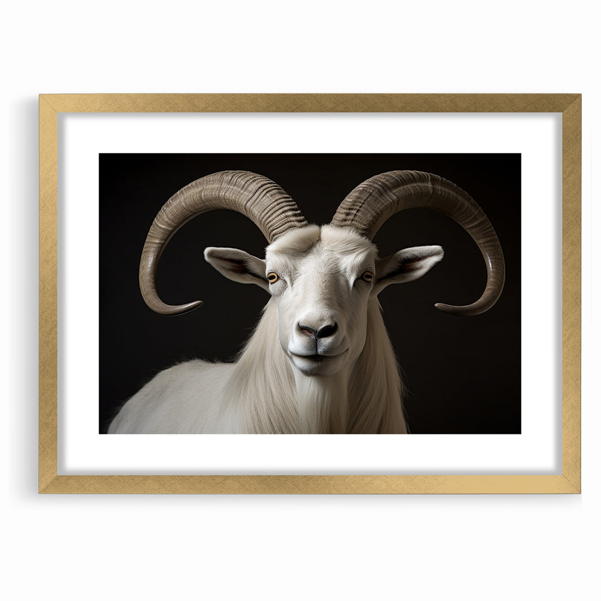 Majestic White Antelope with Impressive Horns - Captivating Wall Art