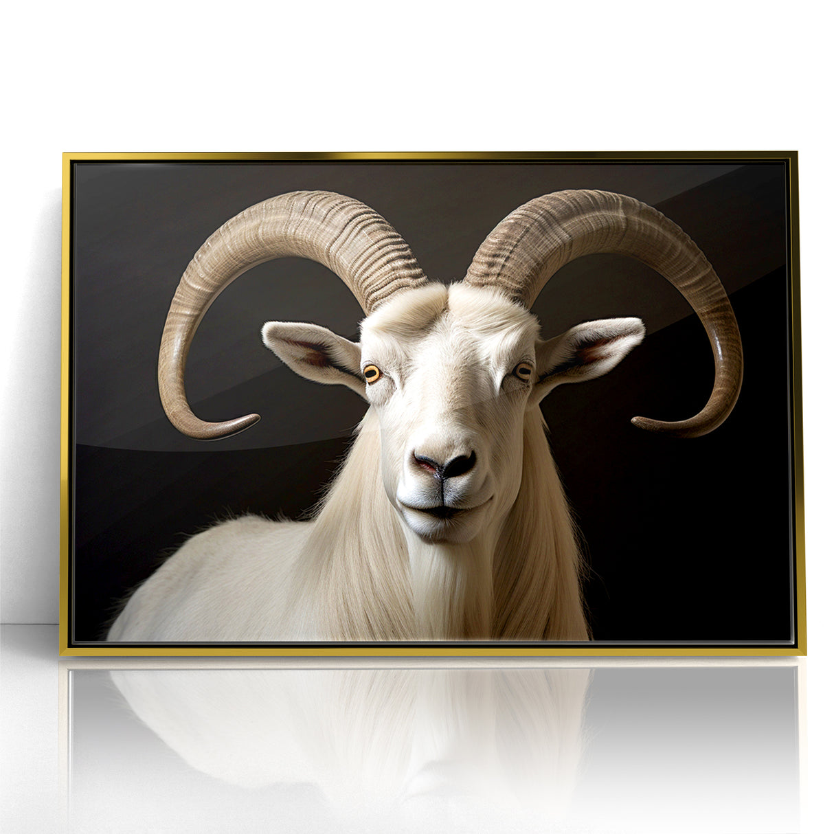 Majestic White Antelope with Impressive Horns - Captivating Wall Art