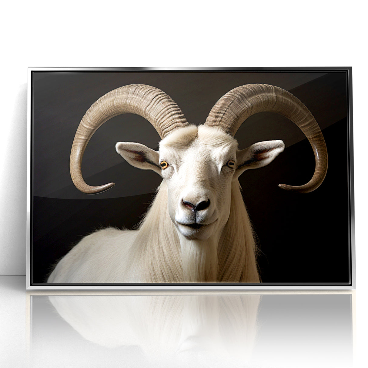 Majestic White Antelope with Impressive Horns - Captivating Wall Art