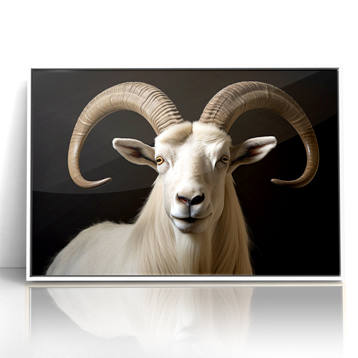 Majestic White Antelope with Impressive Horns - Captivating Wall Art