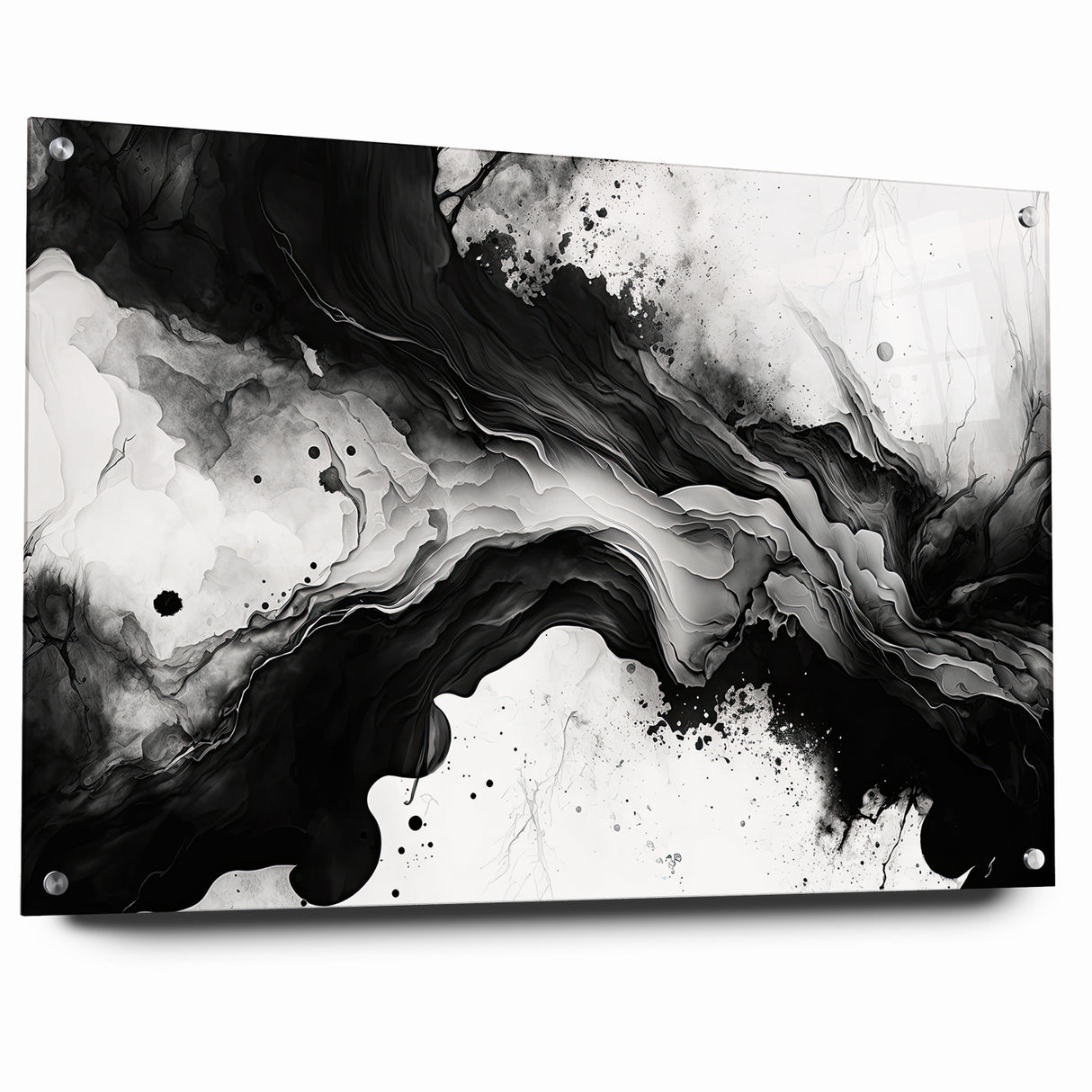 Flowing Black and White Abstract Art | Monochrome Canvas Design