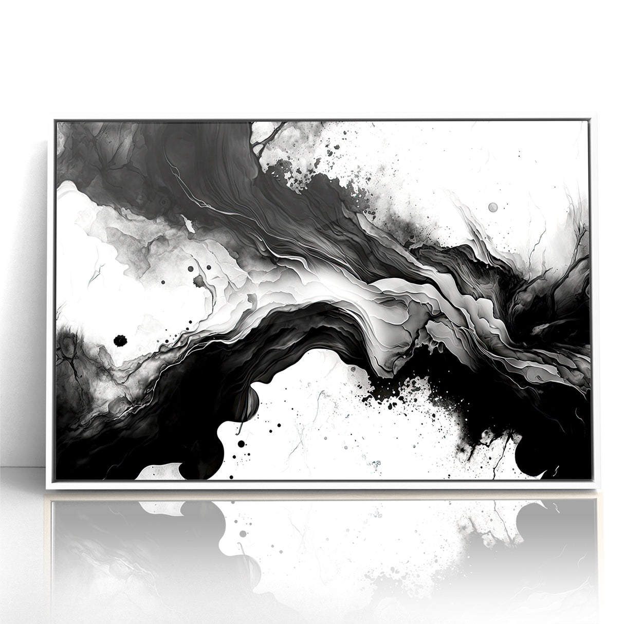 Flowing Black and White Abstract Art | Monochrome Canvas Design