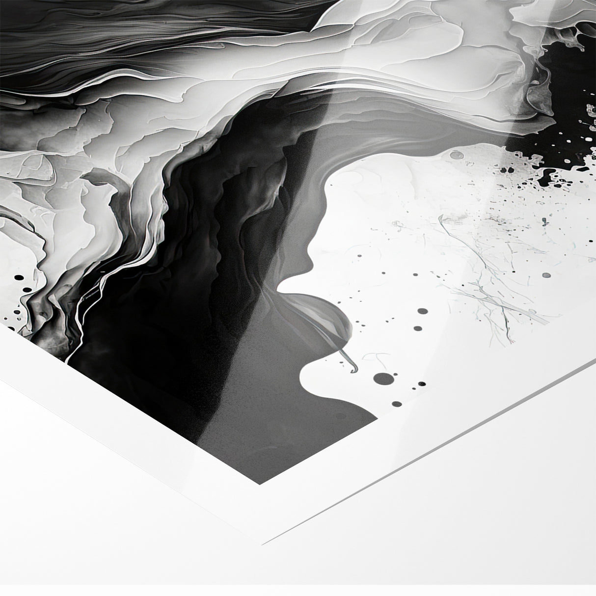 Flowing Black and White Abstract Art | Monochrome Canvas Design