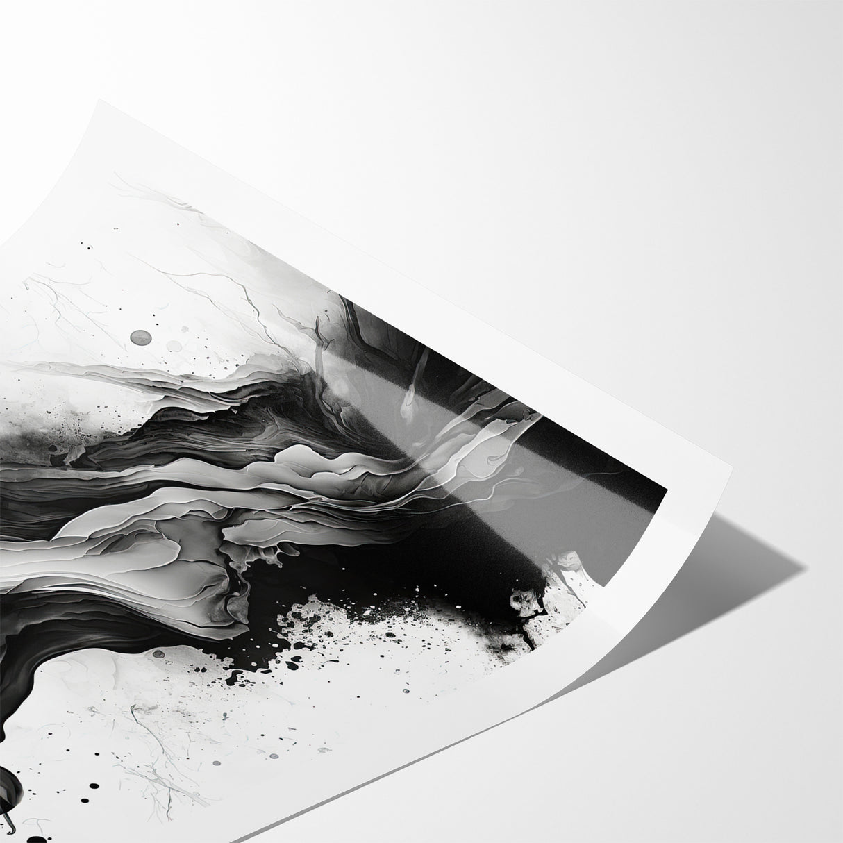 Flowing Black and White Abstract Art | Monochrome Canvas Design