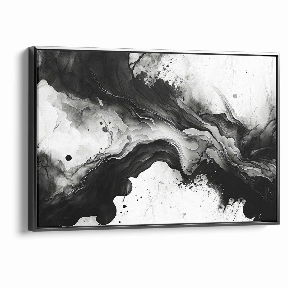 Flowing Black and White Abstract Art | Monochrome Canvas Design