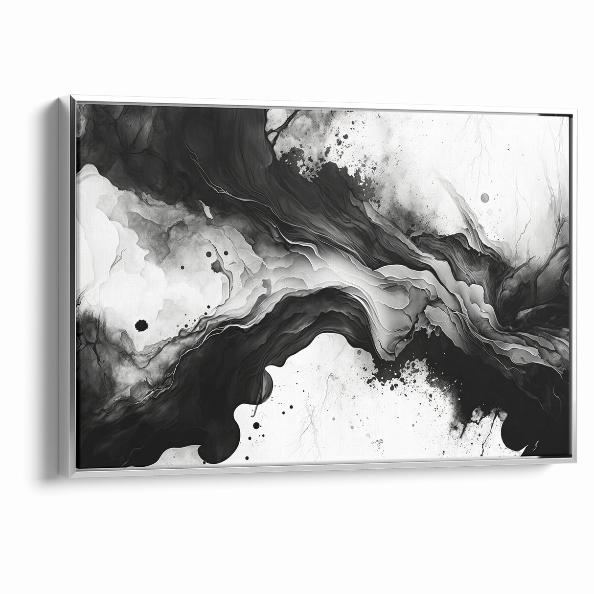 Flowing Black and White Abstract Art | Monochrome Canvas Design