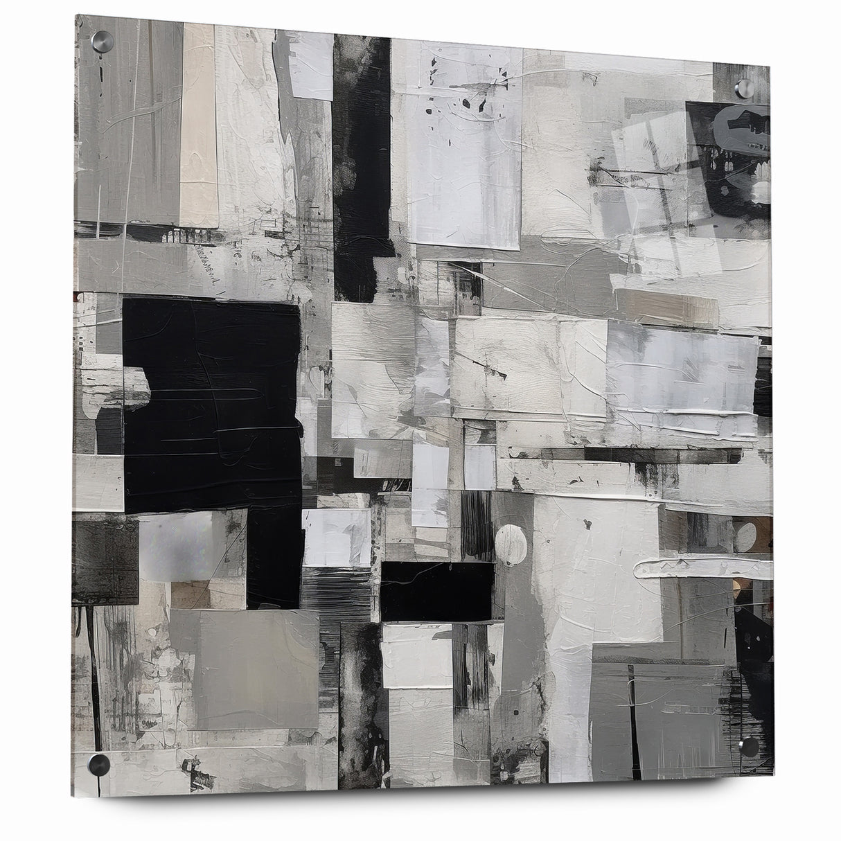 Geometric Black and White Abstract Art | Modern Monochrome Canvas