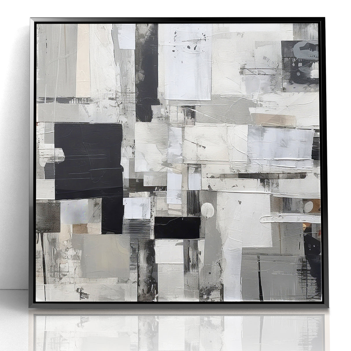 Geometric Black and White Abstract Art | Modern Monochrome Canvas