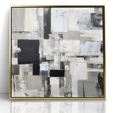 Geometric Black and White Abstract Art | Modern Monochrome Canvas