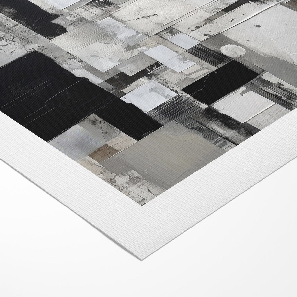 Geometric Black and White Abstract Art | Modern Monochrome Canvas
