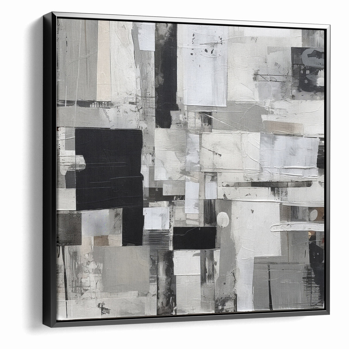 Geometric Black and White Abstract Art | Modern Monochrome Canvas
