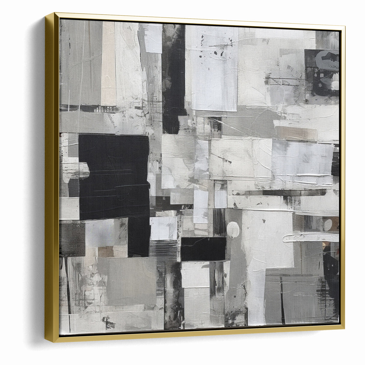 Geometric Black and White Abstract Art | Modern Monochrome Canvas