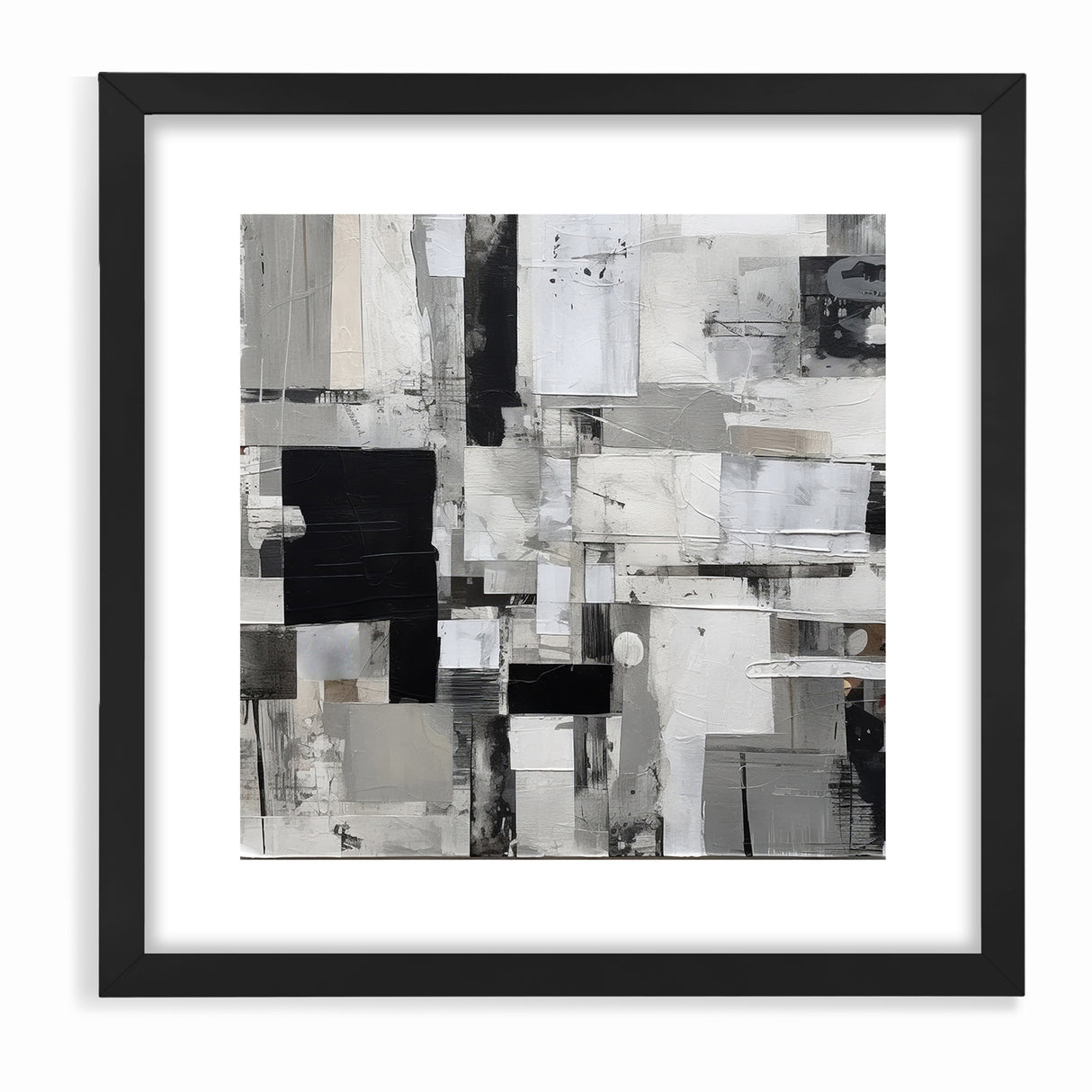 Geometric Black and White Abstract Art | Modern Monochrome Canvas