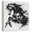 Dynamic Black and White Horse Art | Abstract Monochrome Canvas Design