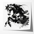 Dynamic Black and White Horse Art | Abstract Monochrome Canvas Design