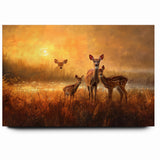 Serene Antelope Family at Sunset - Warm Nature-Inspired Wall Art
