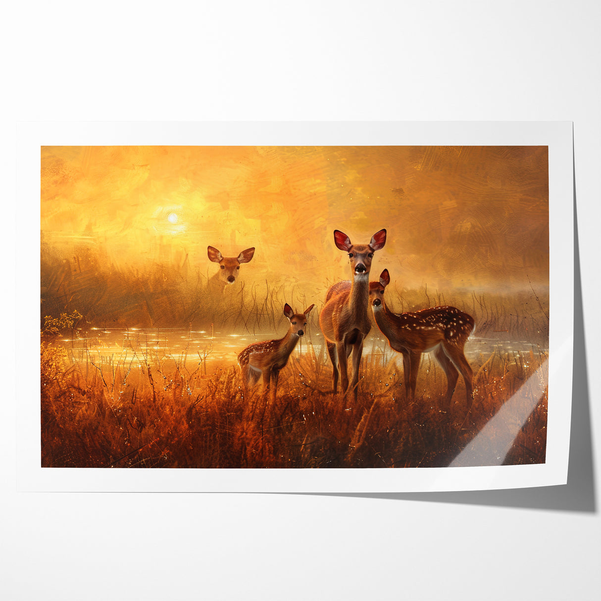 Serene Antelope Family at Sunset - Warm Nature-Inspired Wall Art