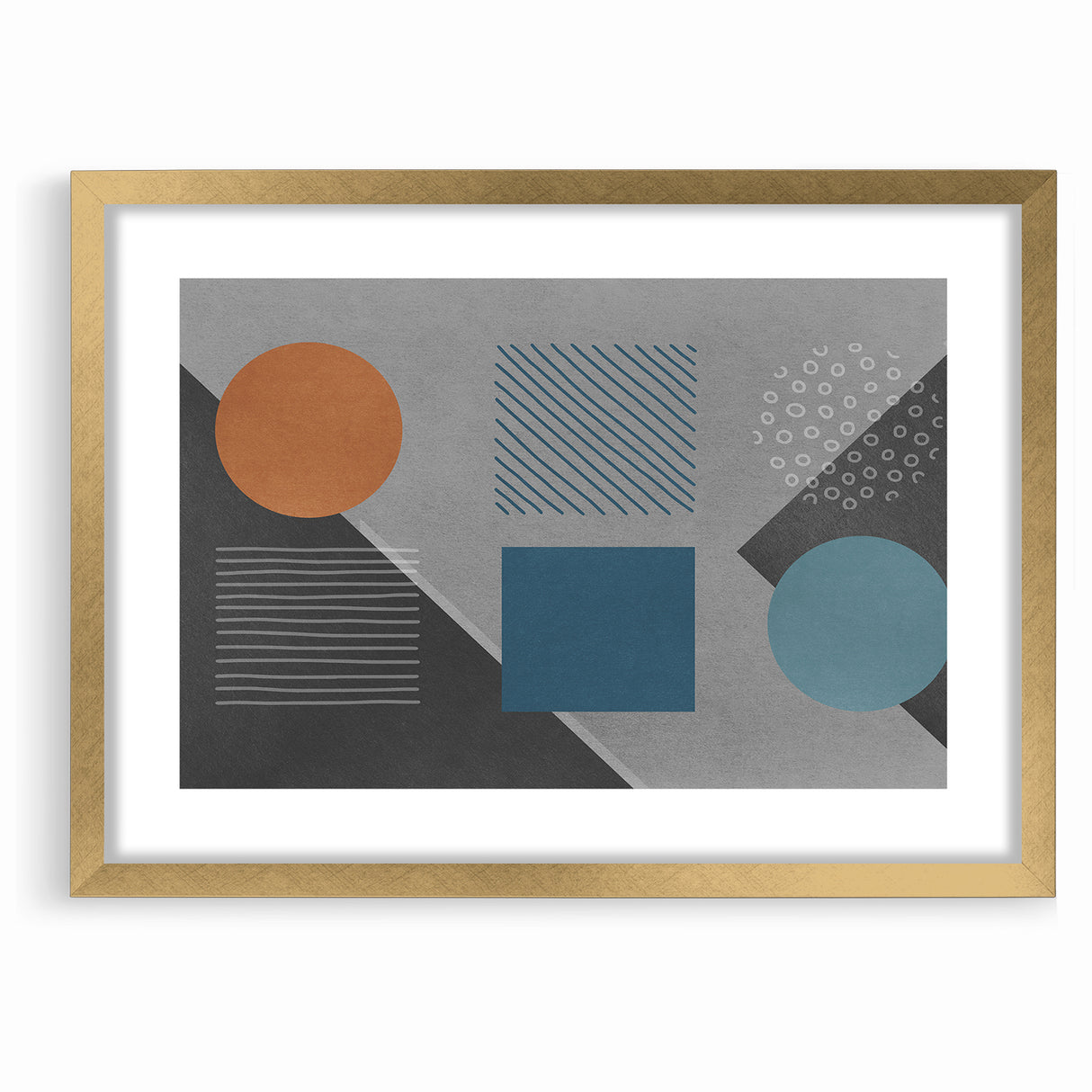 Modern Geometric Abstract Art with Bold Shapes on Canvas
