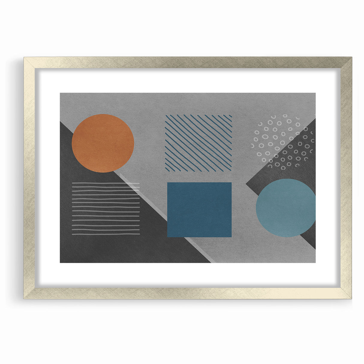 Modern Geometric Abstract Art with Bold Shapes on Canvas