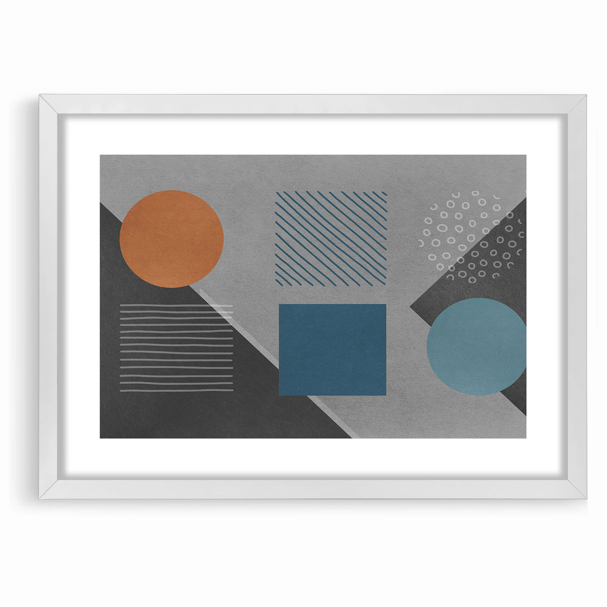 Modern Geometric Abstract Art with Bold Shapes on Canvas