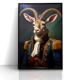 Regal Antelope in Military Attire - Unique Anthropomorphic Wall Art