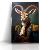 Regal Antelope in Military Attire - Unique Anthropomorphic Wall Art