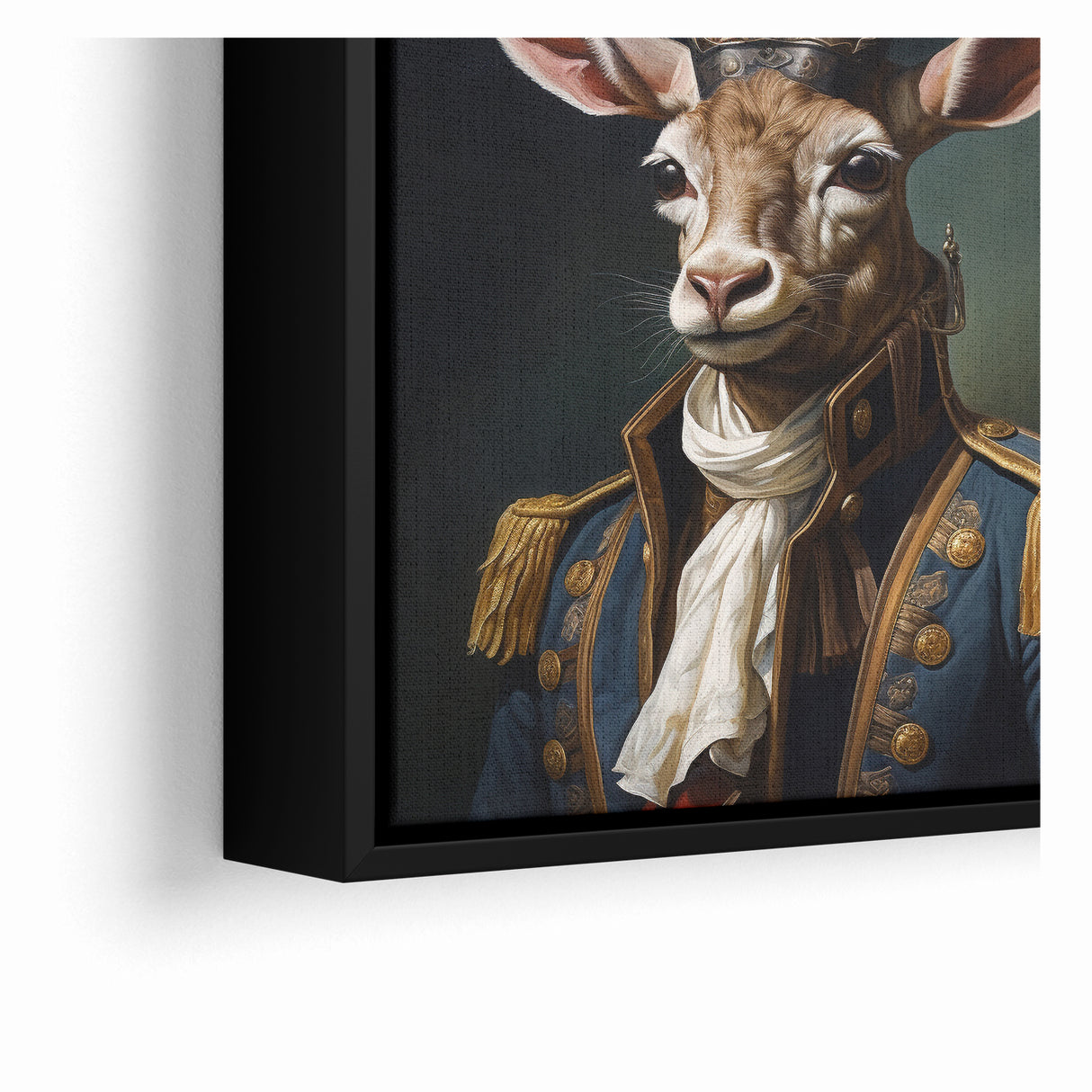 Regal Antelope in Military Attire - Unique Anthropomorphic Wall Art
