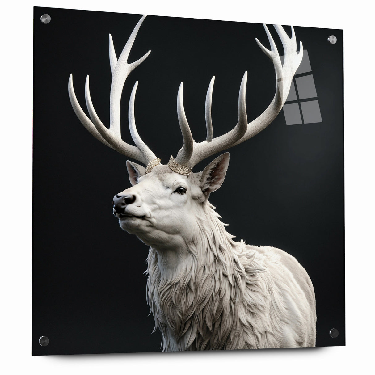 Majestic White Antelope with Regal Antlers - Elegant Wall Art Decor