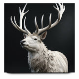 Majestic White Antelope with Regal Antlers - Elegant Wall Art Decor