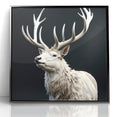 Majestic White Antelope with Regal Antlers - Elegant Wall Art Decor
